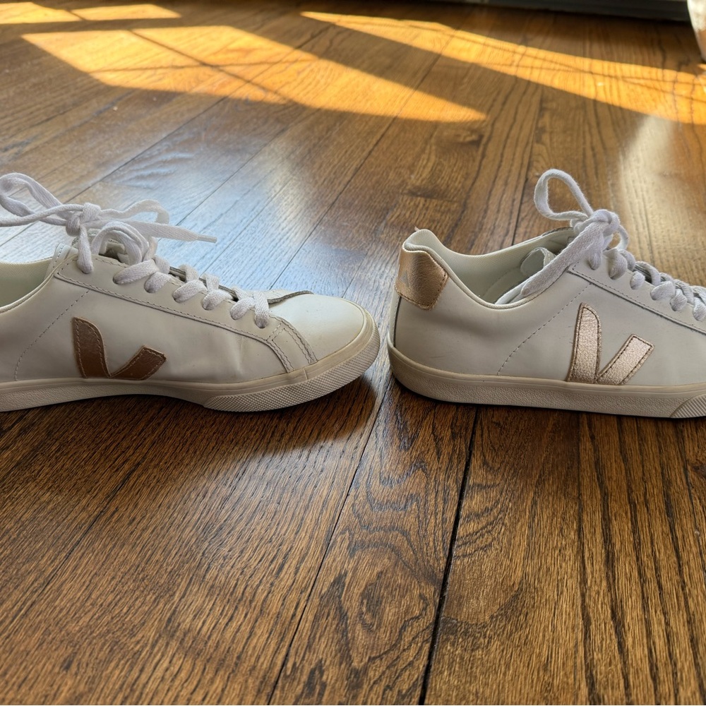 Veja White and Gold Sneakers - Picture 6 of 10